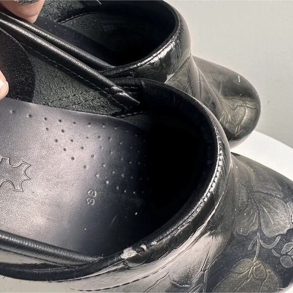 Dansko Women's Professional Clog Pewter Floral Leather Sz 38 7.5 Comfort Nurse - Picture 3 of 16